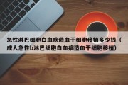 急性淋巴细胞白血病造血干细胞移植多少钱（成人急性b淋巴细胞白血病造血干细胞移植）