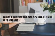 白血病干细胞移植费用大概多少钱知乎（白血病 干细胞移植）