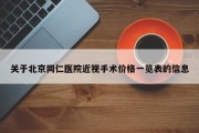 关于北京同仁医院近视手术价格一览表的信息