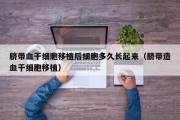脐带血干细胞移植后细胞多久长起来（脐带造血干细胞移植）